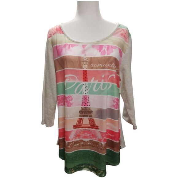 Style & Co Embellished Graphic Eiffel Tower Paris Xlarge - Picture 1 of 4